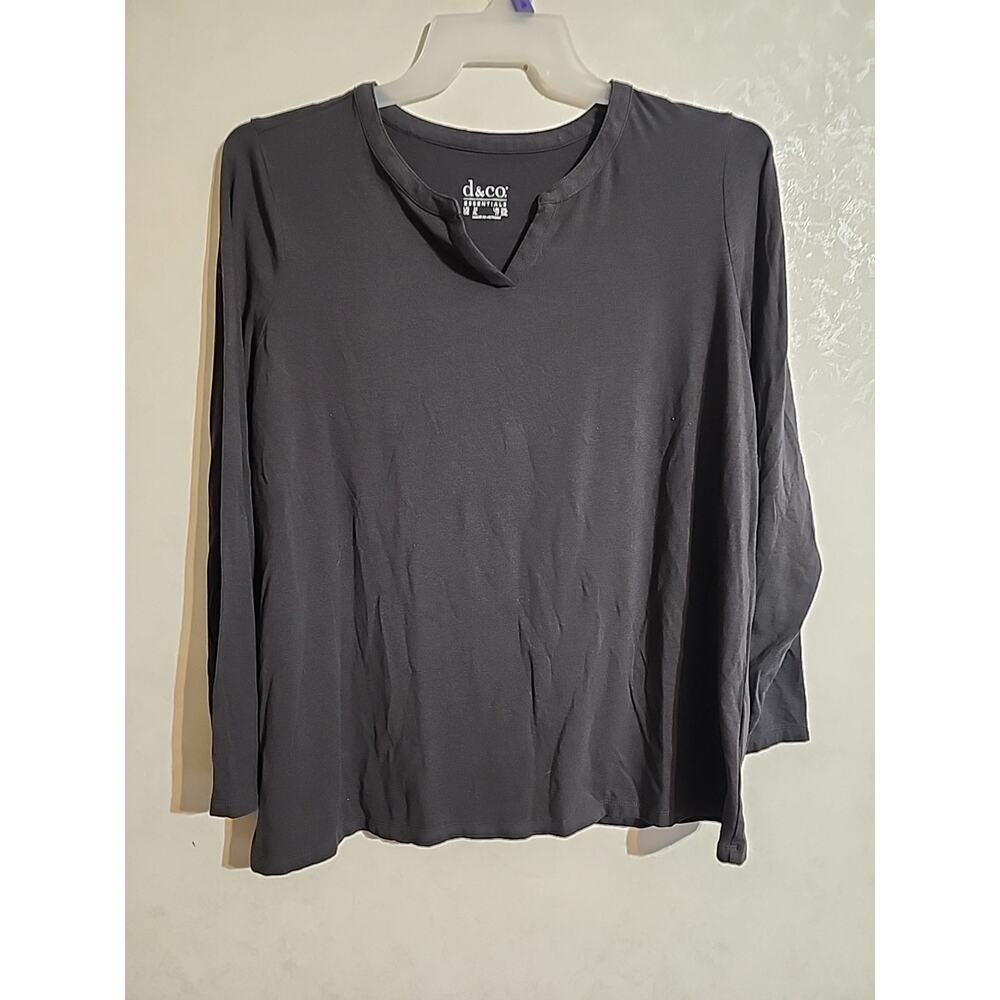 D & Co Essentials Top Long Sleeve sz 1X V-Neck Medium Weight